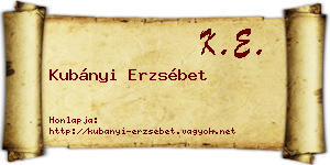 Kubányi Erzsébet névjegykártya