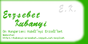 erzsebet kubanyi business card